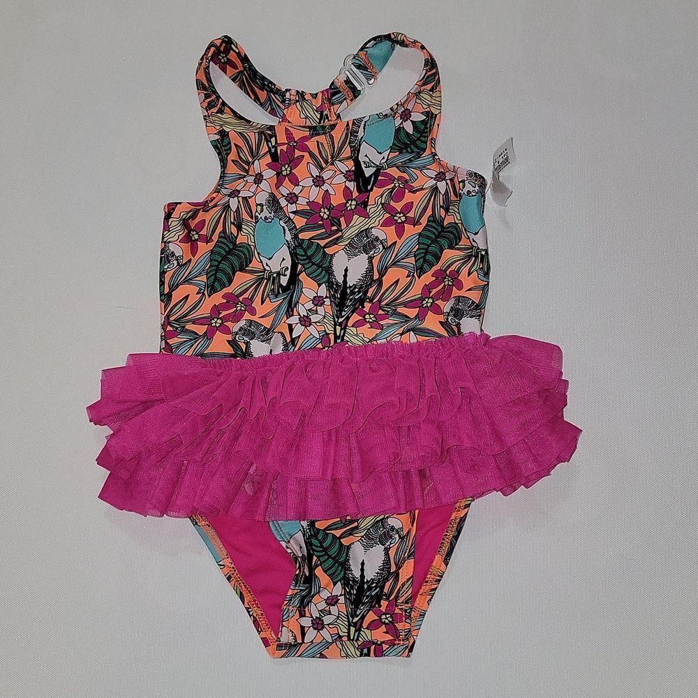 Nwt Cat & Jack Parakeet Bright Colored One Piece Swimsuit Size 2T